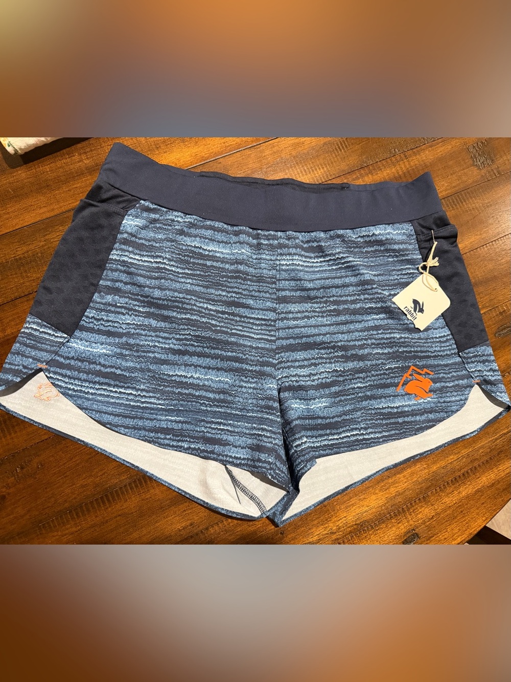 Rabbit Women’s Navy Marled Running Shorts with Orange Logo
